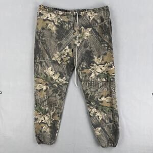Vintage Jerzees Outdoors Sweatpants Mens XL Brown Camo Fleece Elastic Waist